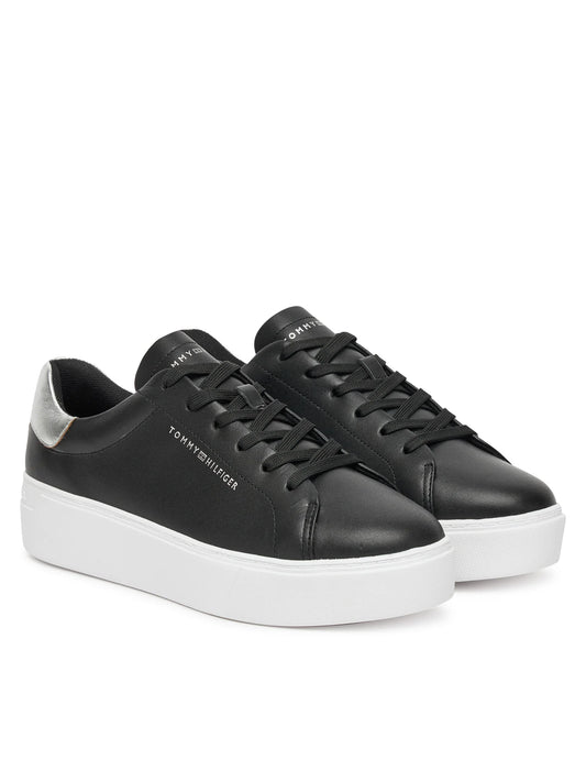 Tommy Hilfiger - Leather Metallic Platform Court Trainers Women