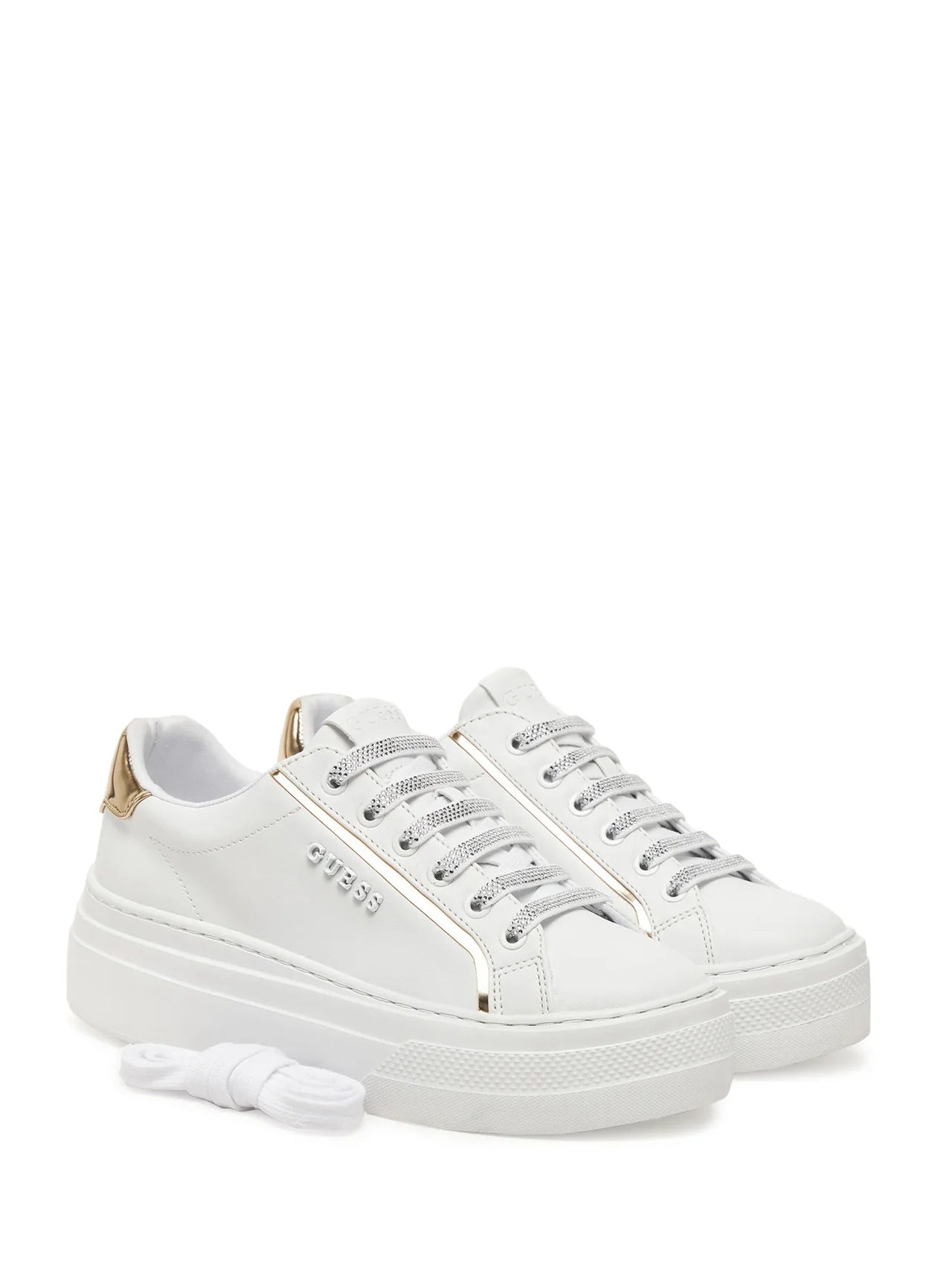 Guess - Ameria White & Gold Sneakers Women