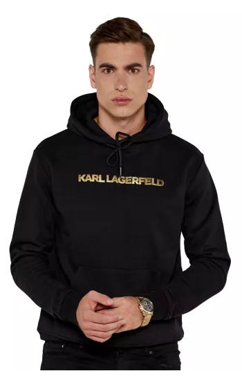 Karl Lagerfeld Signature Hoodie – Black & Gold