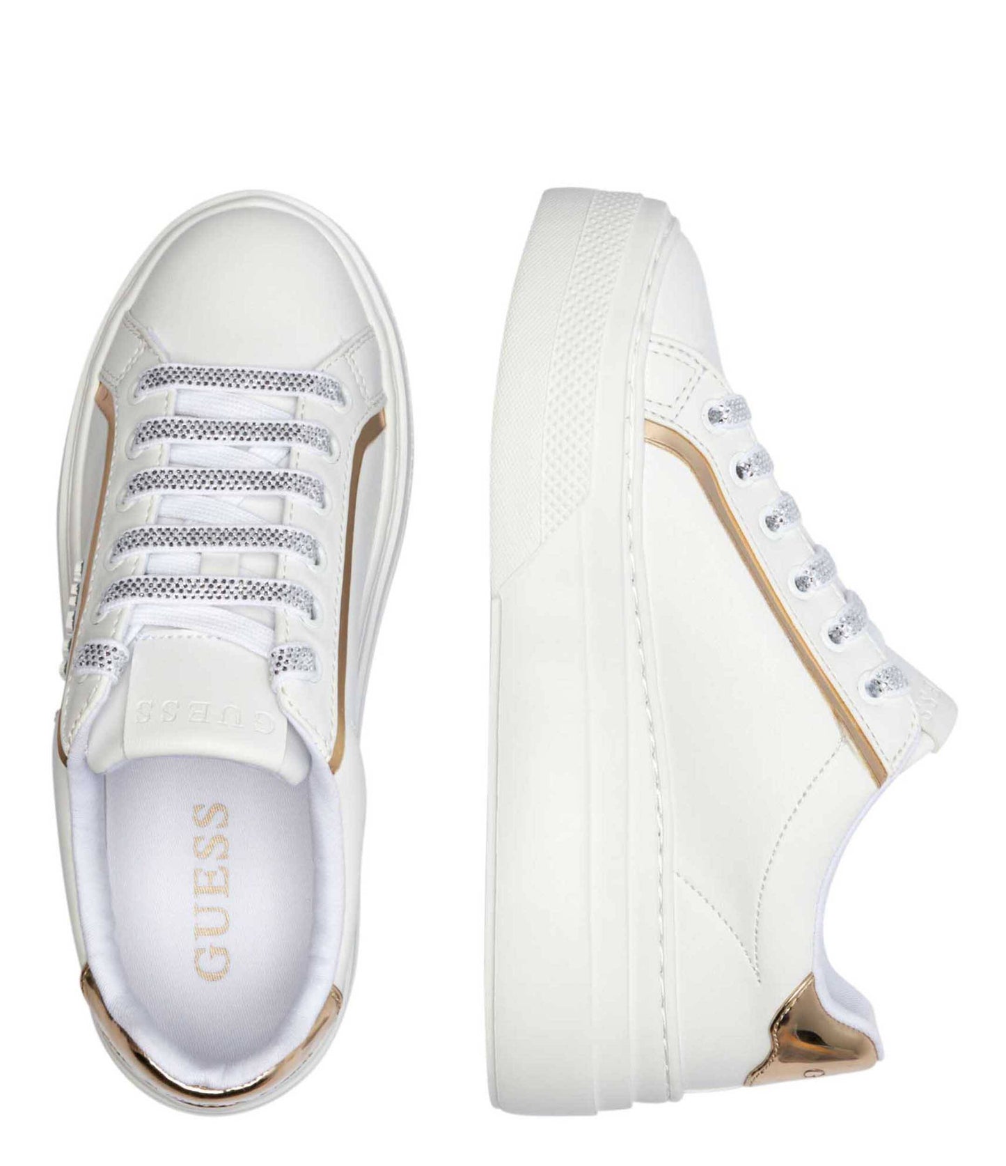 Guess - Ameria White & Gold Sneakers Women