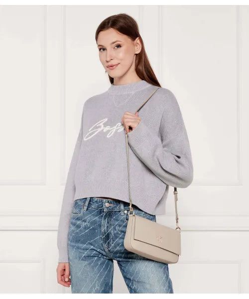 Calvin Klein - Beige Minimal Monogram Shoulder Pouch