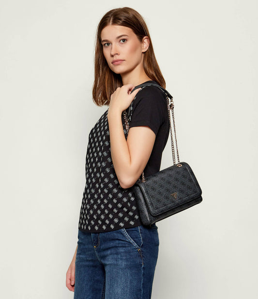 Guess - Noelle Grey Monogram Shoulder Bag