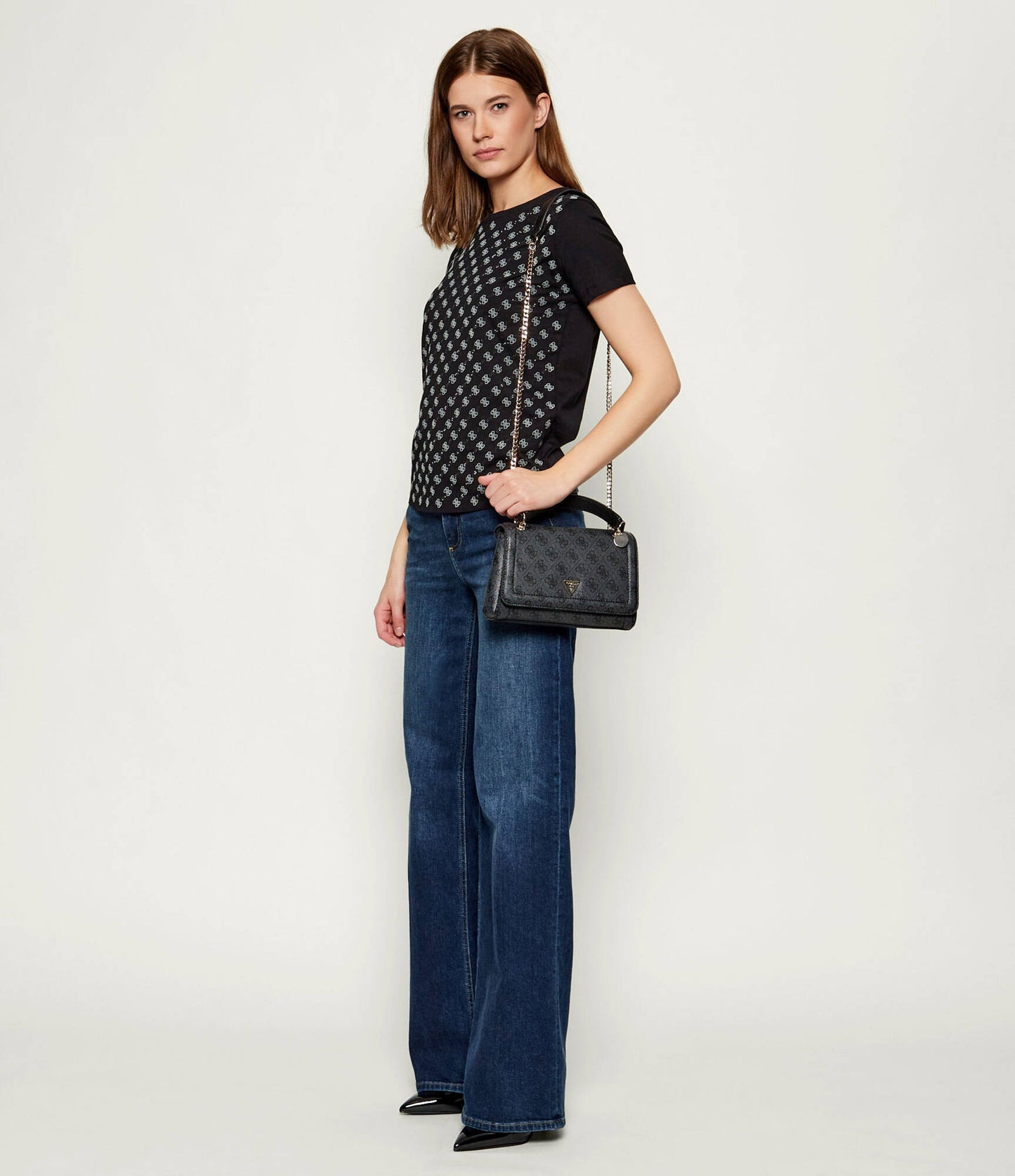 Guess - Noelle Grey Monogram Shoulder Bag