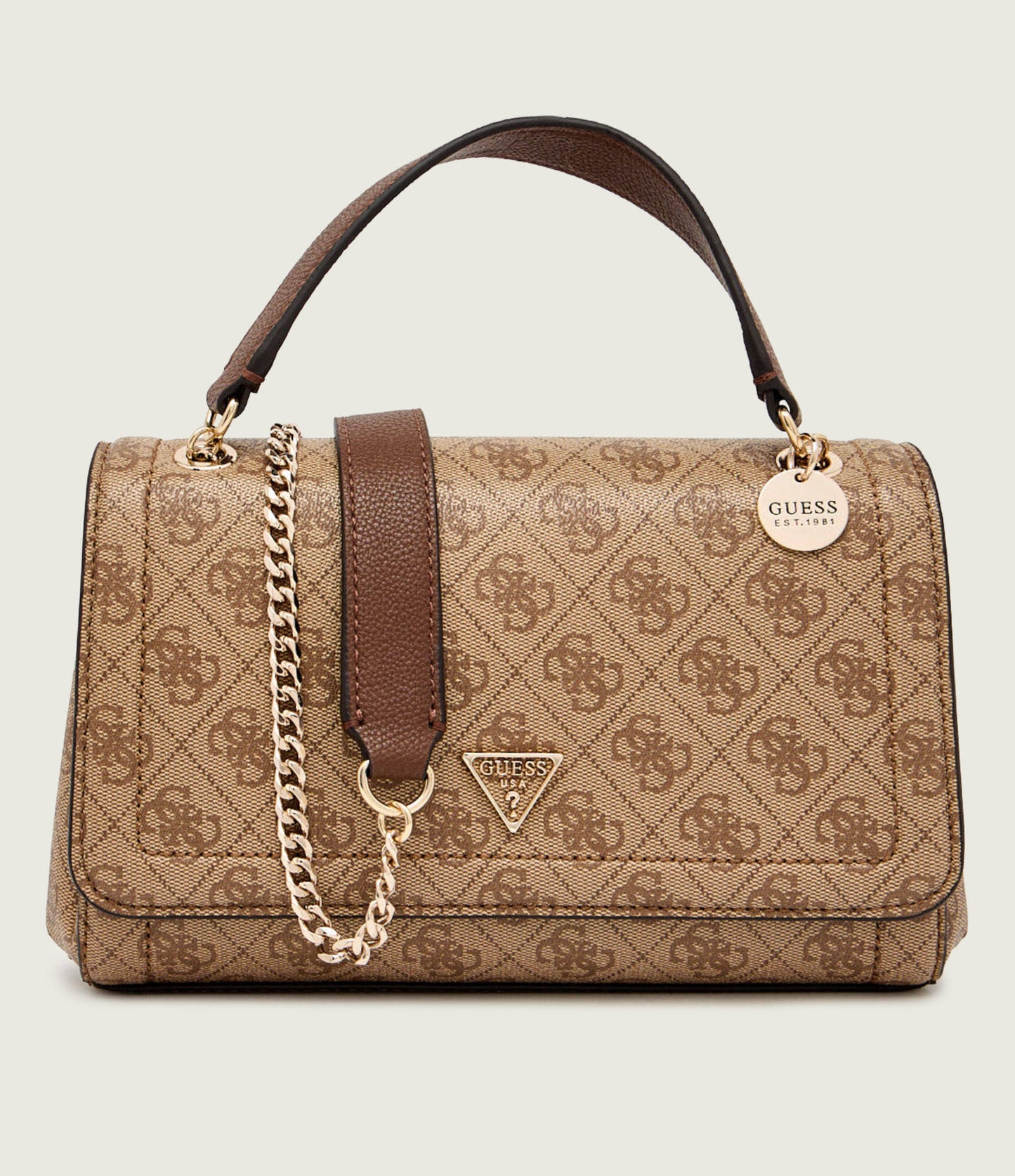 Guess - Noelle Beige Monogram Shoulder Bag