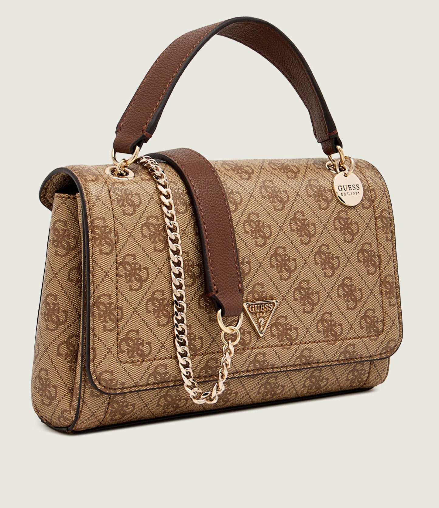 Guess - Noelle Beige Monogram Shoulder Bag