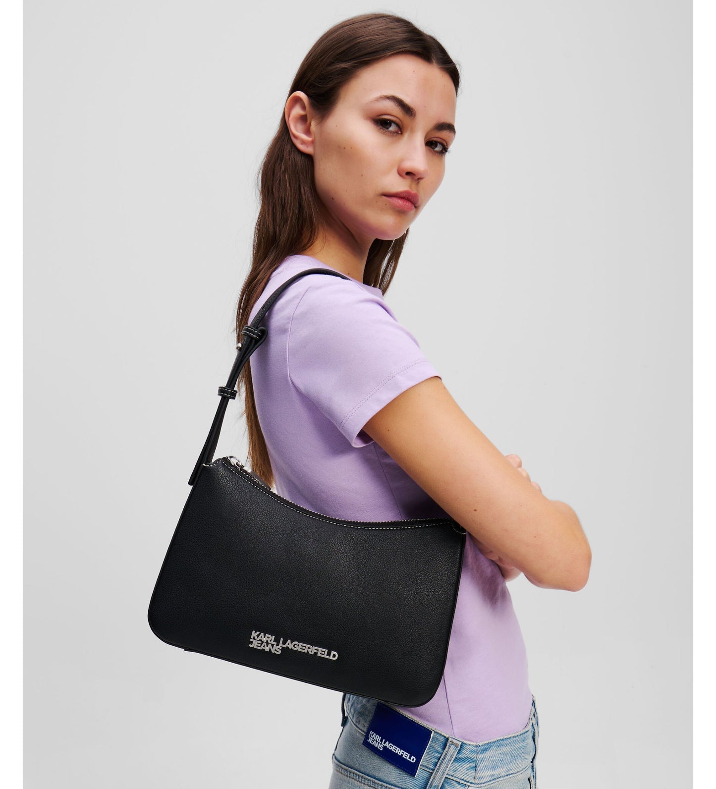 Karl Lagerfeld - KLJ Metal Logo Black Shoulder Bag